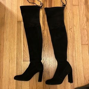 Stuart Weitzman Black Suede Over Knee Highland Boots